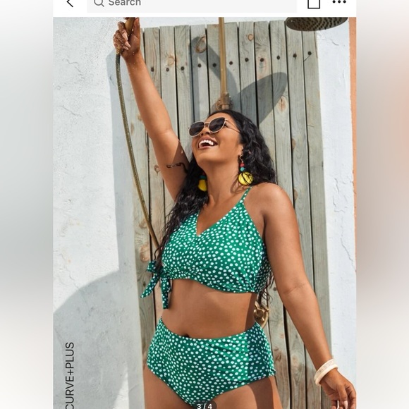 SHEIN Other - 3x Shein 2pc ditzy floral green & white bikini. NWOT